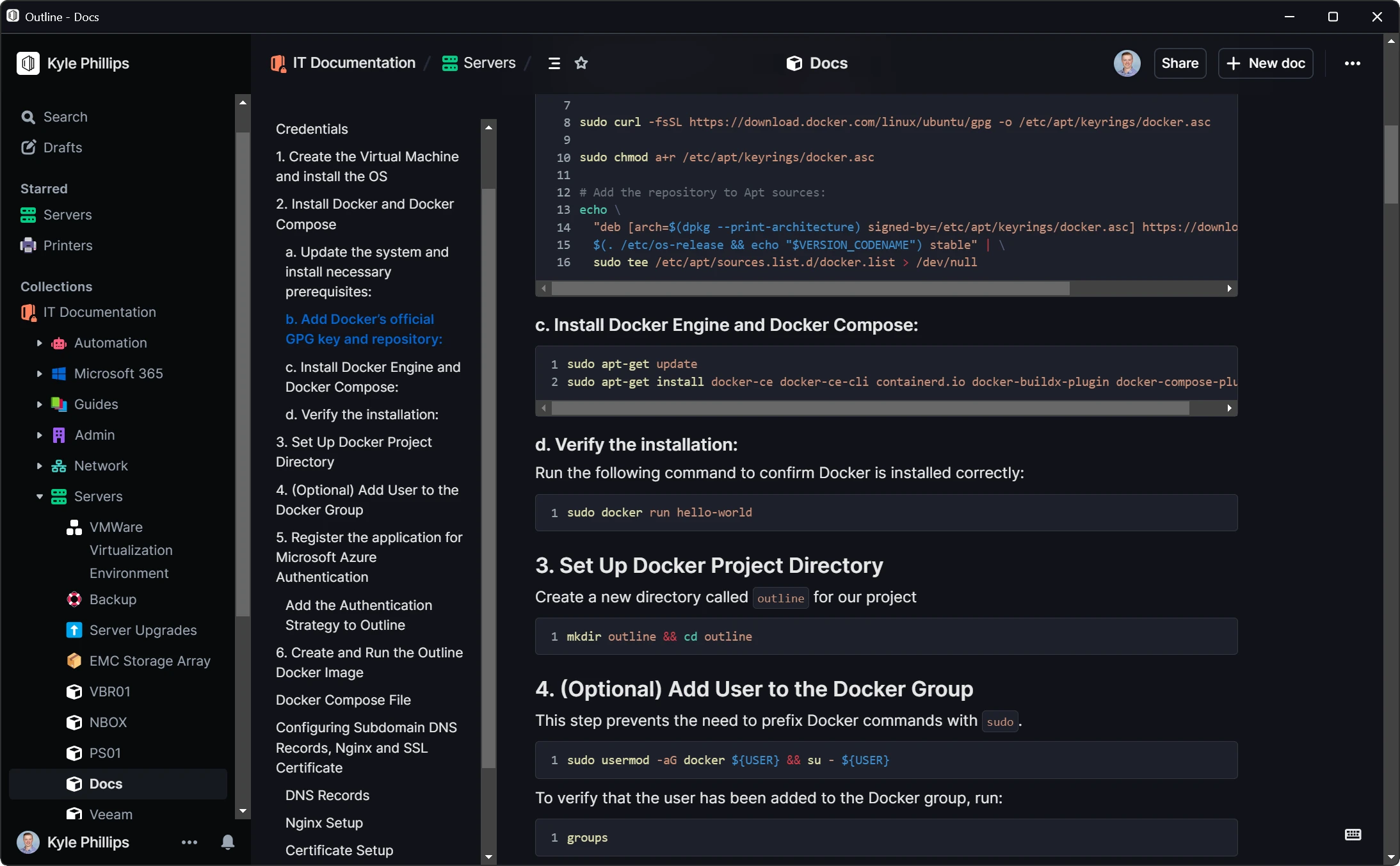 Outline Documentation Interface