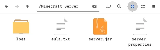 In the server directory there is a subdirectory titled logs, and eula.txt, server.jar, and server.properties files