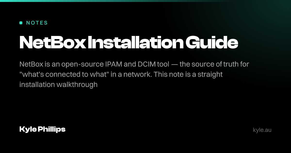 Netbox Install NetBox Installation Guide - Kyle.au